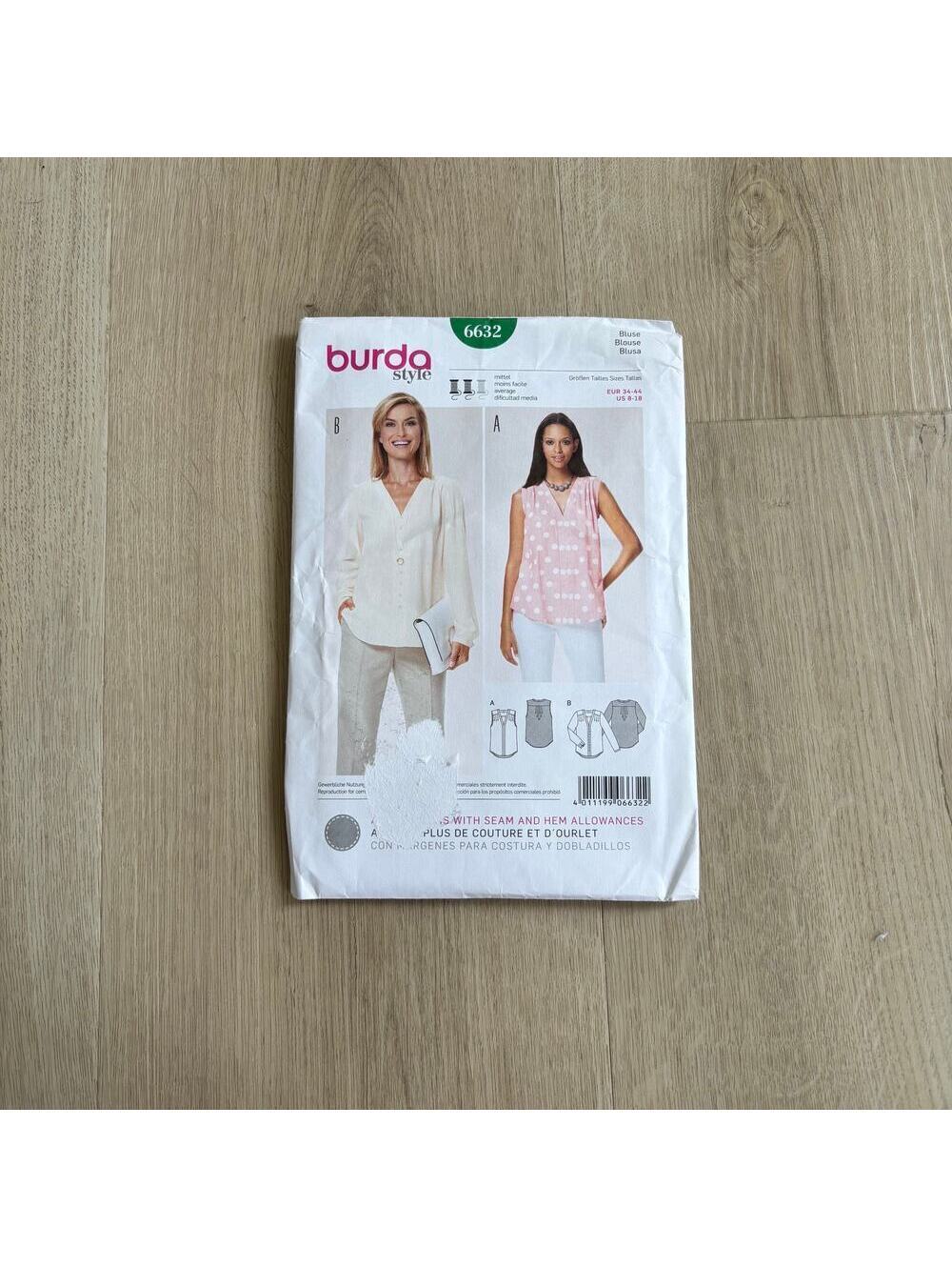 Burda Style NEW Women's Blouse Pattern Number 6632 Sizes 8-18